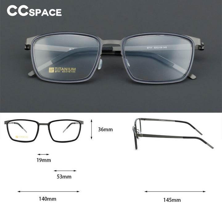 CCspace Unisex Full Rim Square Acetate Titanium Eyeglasses 55023 Full Rim CCspace