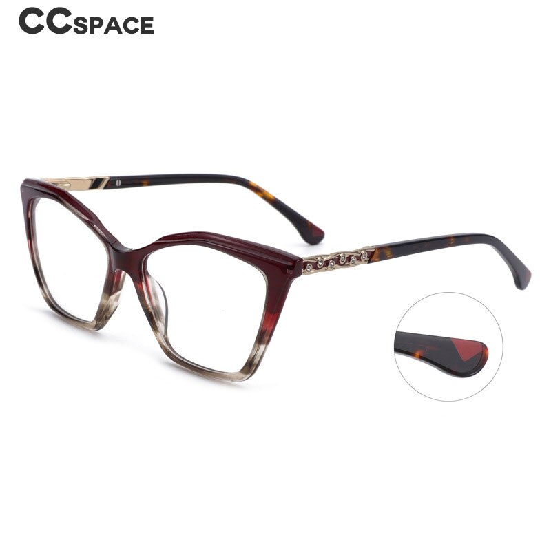 CCspace Women's Full Rim Square Cat Eye Acetate Eyeglasses 55277 Full Rim CCspace