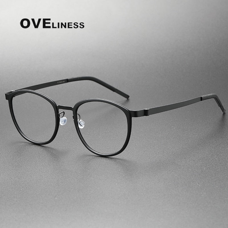 Oveliness Unisex Full Rim Round Screwless Titanium Eyeglasses 9737 Full Rim Oveliness black