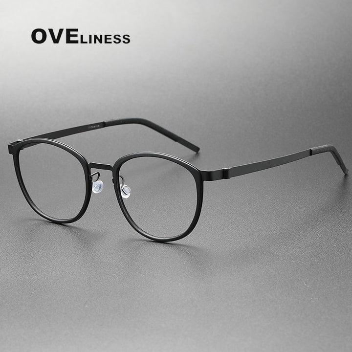 Oveliness Unisex Full Rim Round Screwless Titanium Eyeglasses 9737 Full Rim Oveliness black