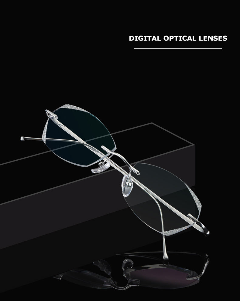 Chashma Unisex Rimless Diamond Cut Titanium Frame Custom Lens Eyeglasses 3306 Rimless Chashma