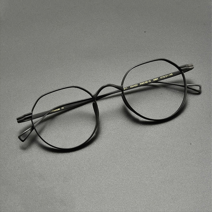 Gatenac Unisex Full Rim Oval Round Titanium Eyeglasses Gxyj832 Full Rim Gatenac Black