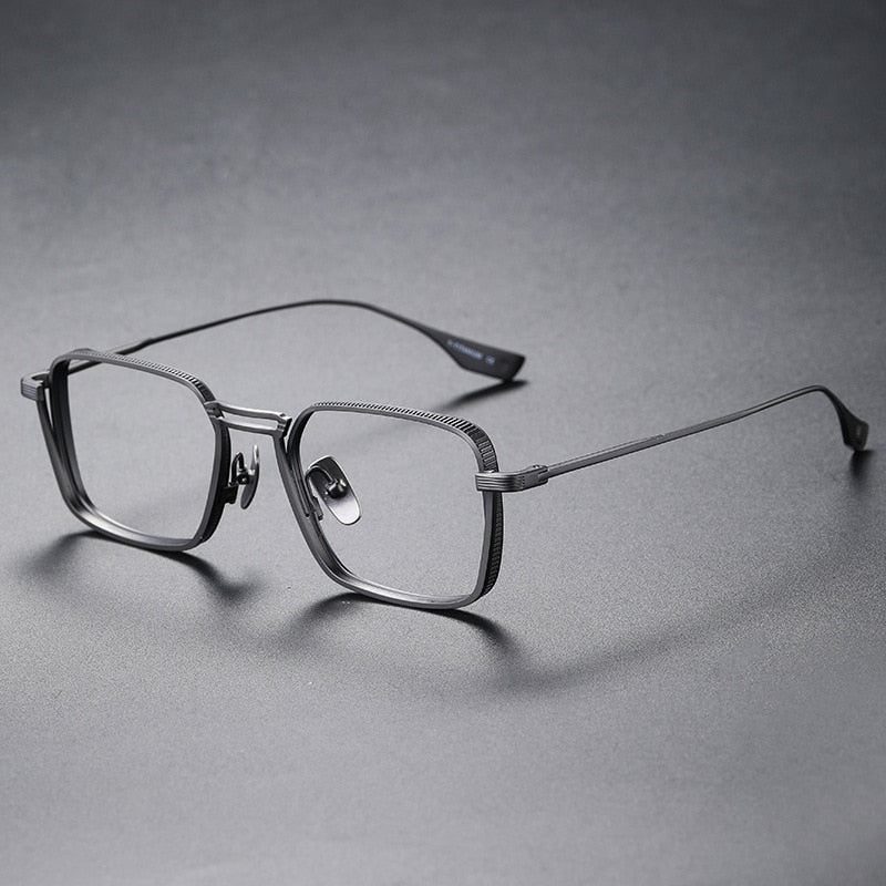 CCspace Unisex Full Rim Square Double Bridge Titanium Eyeglasses 53229 Full Rim CCspace Gun-Middle China