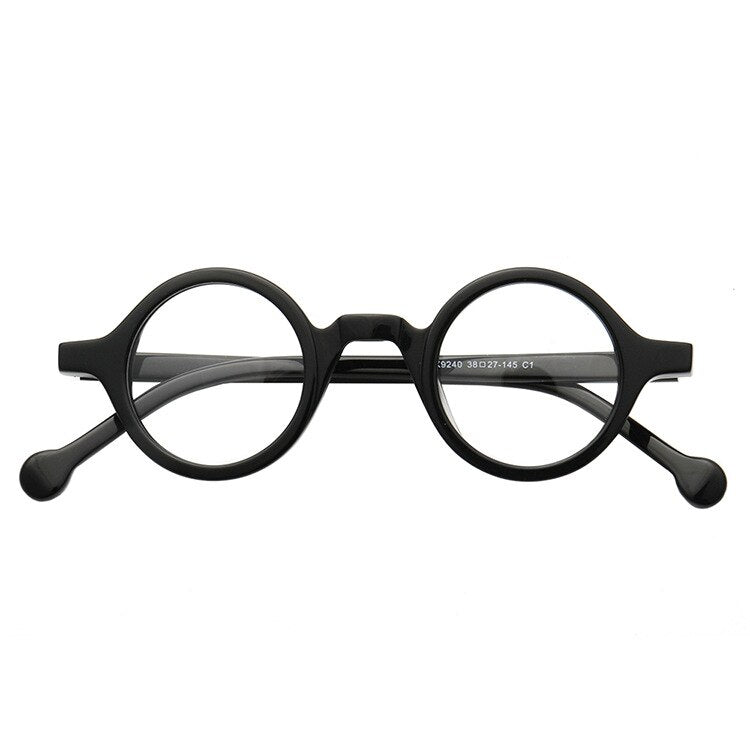 Cubojue Unisex Full Rim Small Round 38mm Acetate Hyperopic Reading Glasses A916 Reading Glasses Cubojue no function 0 Black