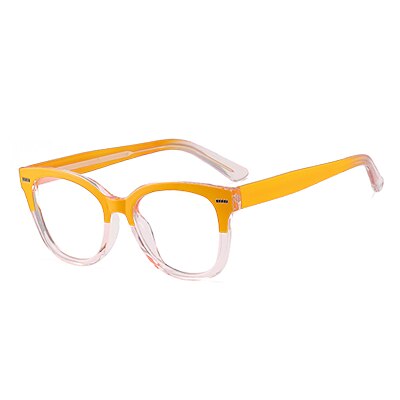 Ralferty Women's Full Rim Square Tr 90 Acetate Eyeglasses F82031 Full Rim Ralferty China C6 Yellow Pink 