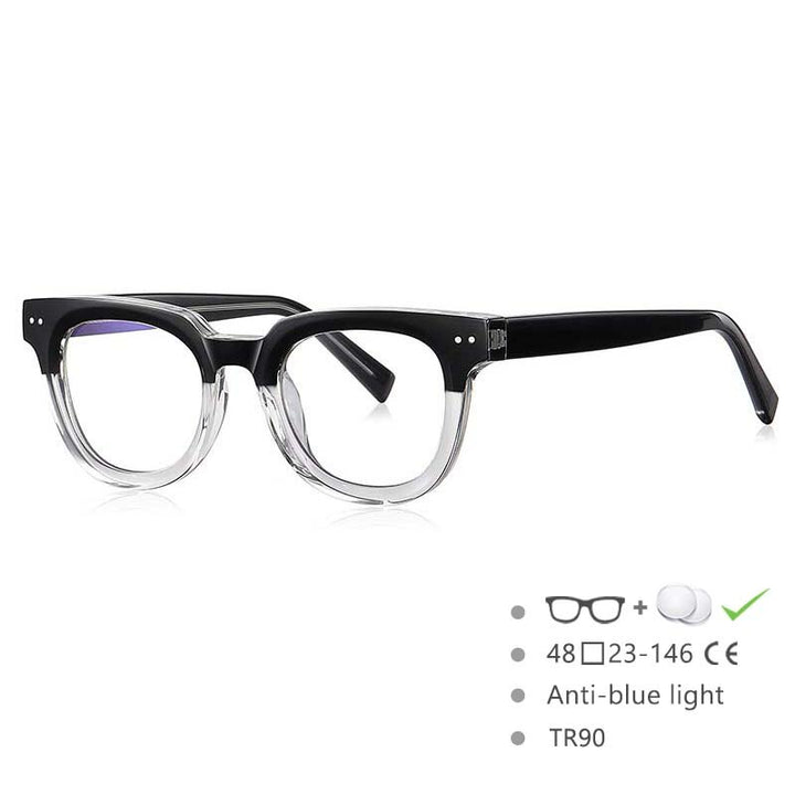 CCSpace Unisex Full Rim Square Tr 90 Titanium Frame Eyeglasses 54560 Full Rim CCspace China Clear black
