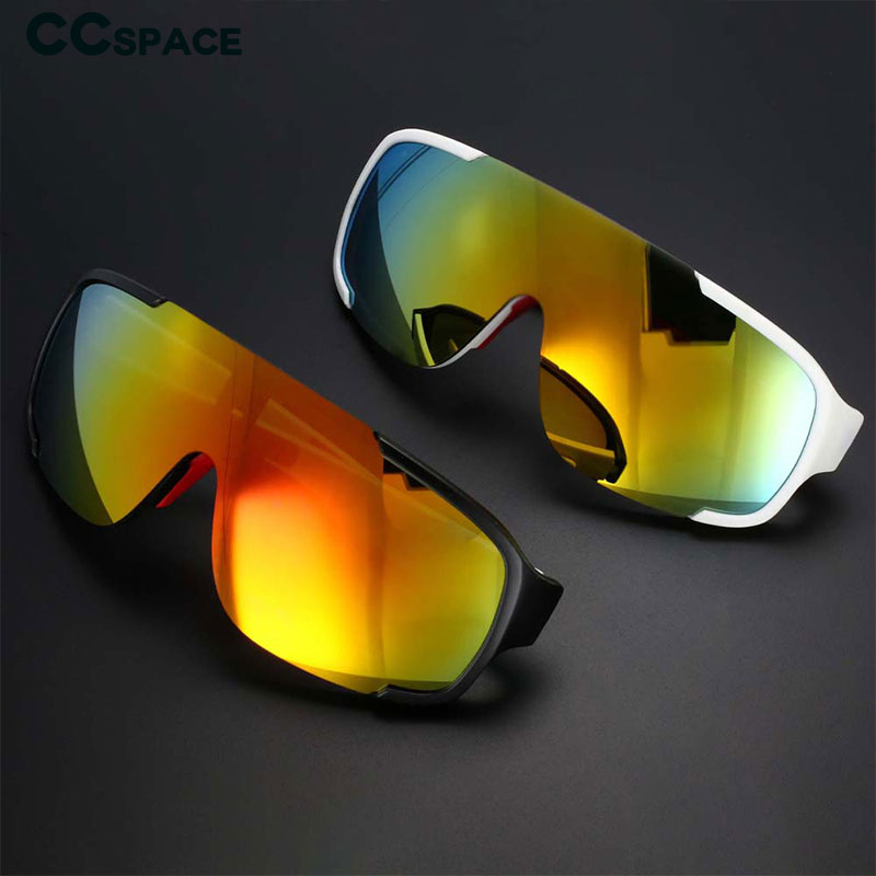 CCspace Unisex Full Rim Oversized Rectangle Goggle Resin Frame Sunglasses 54511 Sunglasses CCspace Sunglasses
