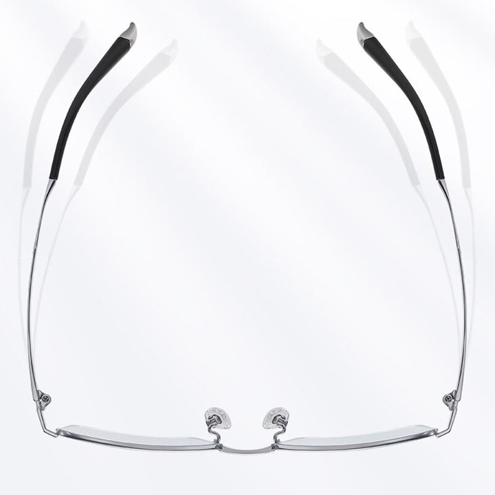 Handoer Men's Semi Rim Square Titanium Eyeglasses Pt907 Semi Rim Handoer