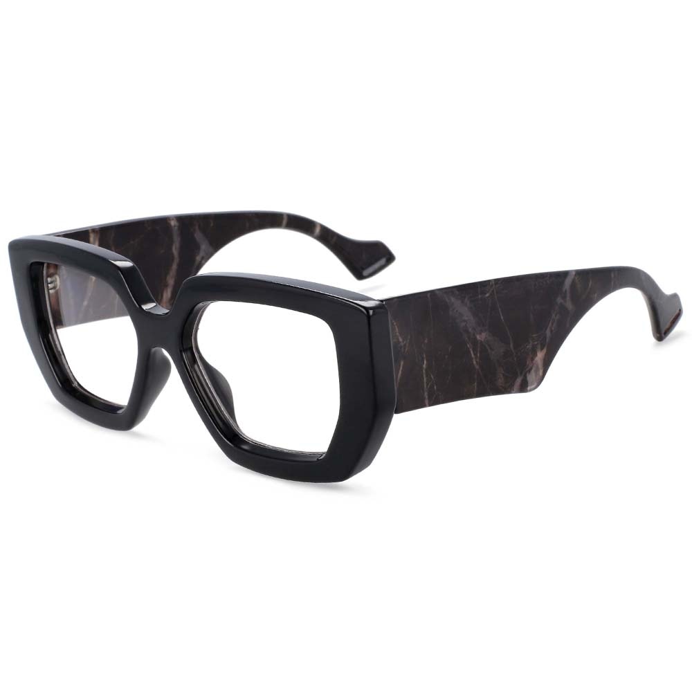 CCspace Unisex Full Rim Oversized Square Acetate Frame Eyeglasses 54035 Full Rim CCspace China C2Black