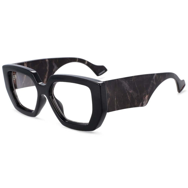 CCspace Unisex Full Rim Oversized Square Acetate Frame Eyeglasses 54035 Full Rim CCspace China C2Black