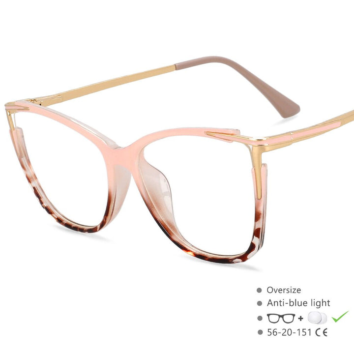CCspace Unisex Full Rim Square Acetate Alloy Eyeglasses 55409 Full Rim CCspace China CaramelBean