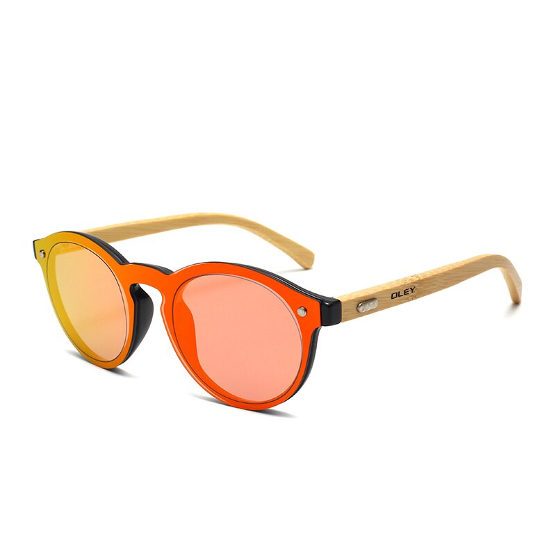 Oley Women's Round Bamboo Leg Color Film Sunglasses Z0479 Sunglasses Oley Z0479 C4 custom logo