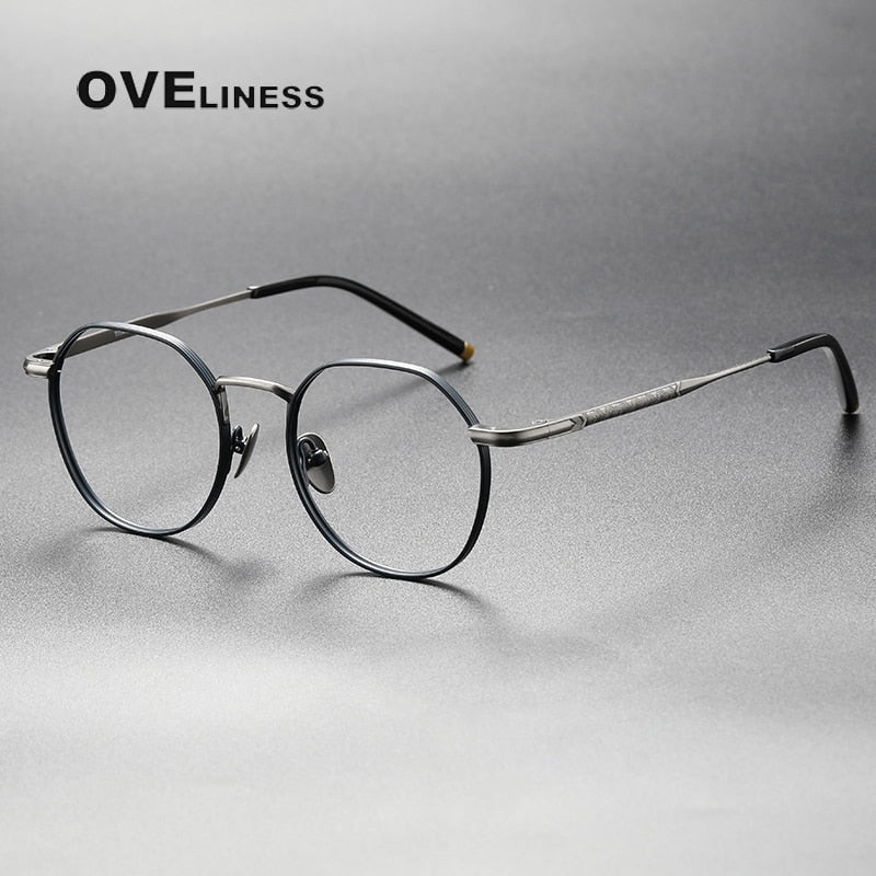 Oveliness Unisex Full Rim Round Square Titanium Eyeglasses Mira Full Rim Oveliness blue gun