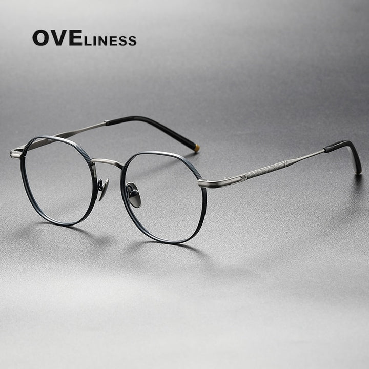 Oveliness Unisex Full Rim Round Square Titanium Eyeglasses Mira Full Rim Oveliness blue gun