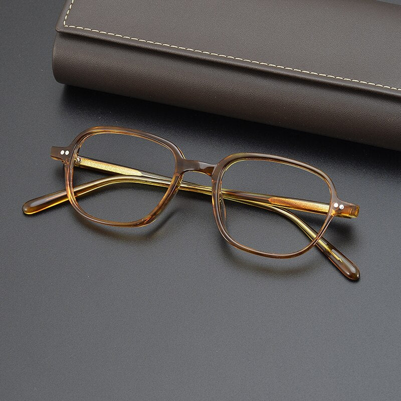 Gatenac Unisex Full Rim Square Handcrafted Acetate Eyeglasses Gxyj962 Full Rim Gatenac Tortoiseshell