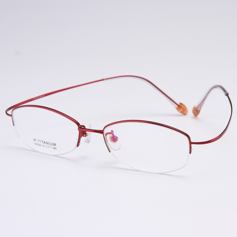 Bclear Women's Semi Rim Titanium Oval Eyeglasses Sc18026 Semi Rim Bclear