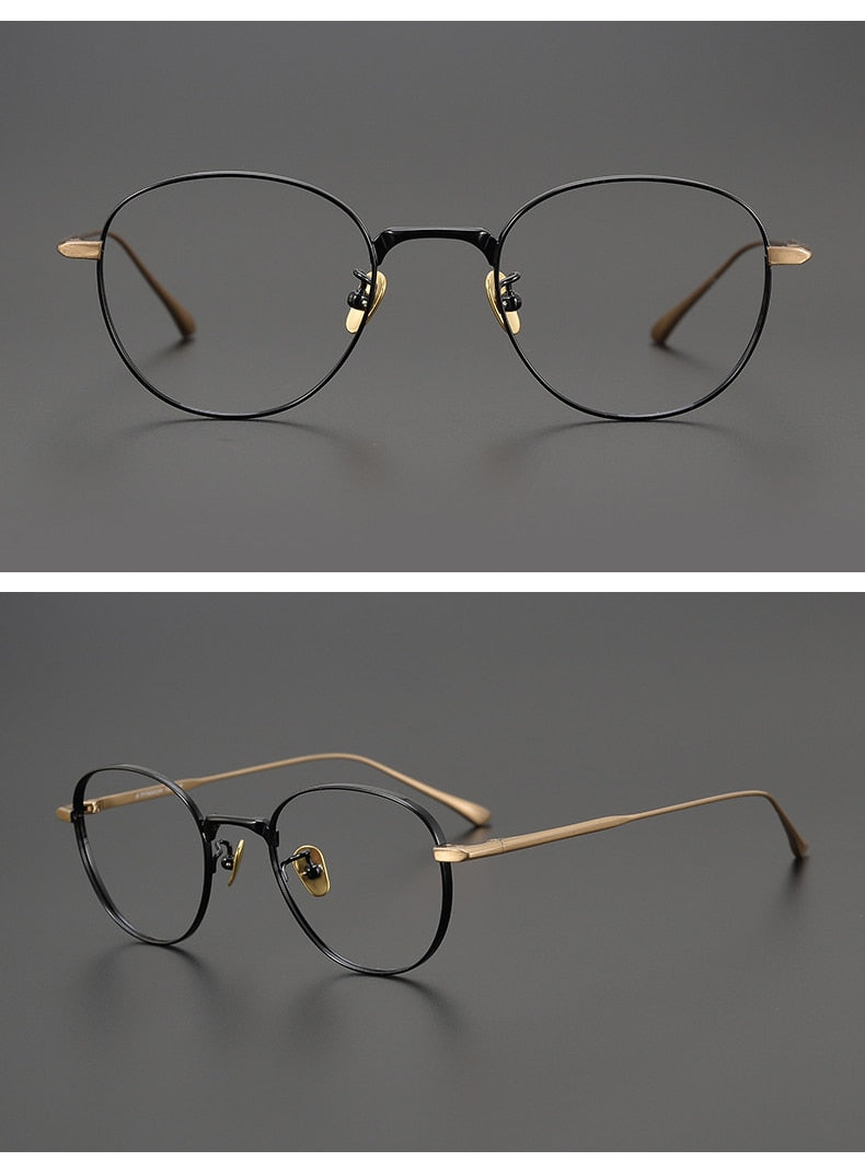 Gatenac Unisex Full Rim Round Square Titanium Eyeglasses Gxyj988 Full Rim Gatenac