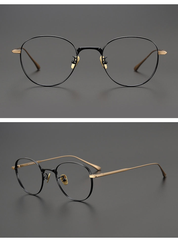 Gatenac Unisex Full Rim Round Square Titanium Eyeglasses Gxyj988 Full Rim Gatenac