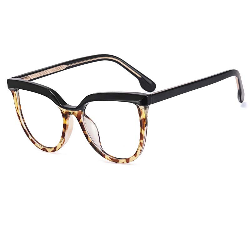 CCspace Unisex Full Rim Square Cat Eye Tr 90 Titanium Eyeglasses 54724 Full Rim CCspace China Black  leopard