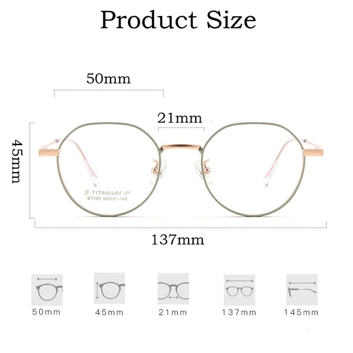 Yimaruili Unisex Full Rim Polygonal Titanium Eyeglasses Bt020t Full Rim Yimaruili Eyeglasses