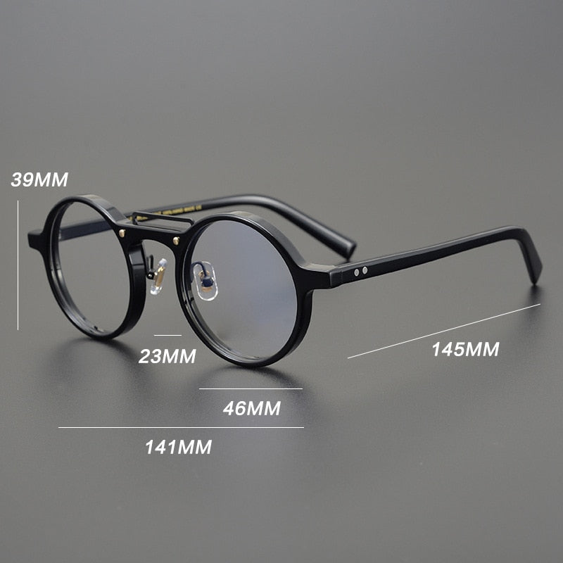 Gatenac Unisex Full Rim Round Acetate Double Bridge Frame Eyeglasses Gxyj808 Full Rim Gatenac