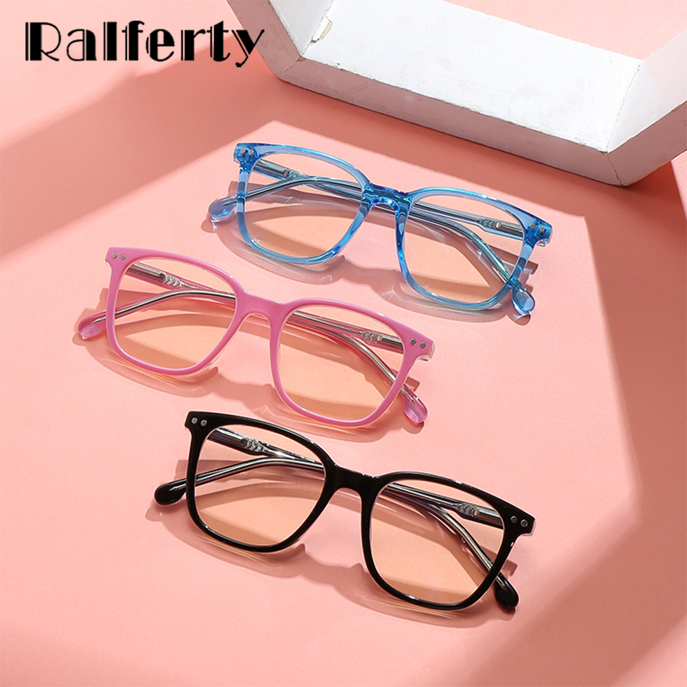 Ralferty Children's Unisex Full Rim Square Tr 90 Acetate Eyeglasses M3568 Full Rim Ralferty