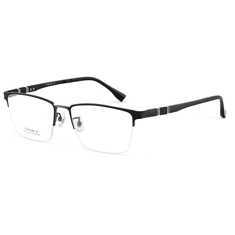 Bclear Unisex Semi Rim Square Titanium Eyeglasses Lb1110 Semi Rim Bclear Black gray