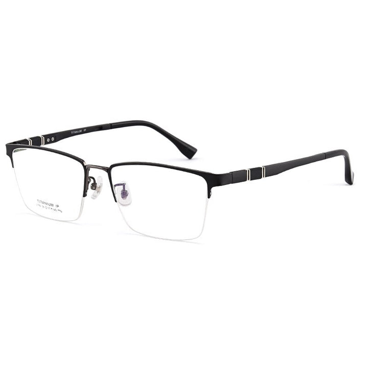 Bclear Unisex Semi Rim Square Titanium Eyeglasses Lb1110 Semi Rim Bclear Black gray