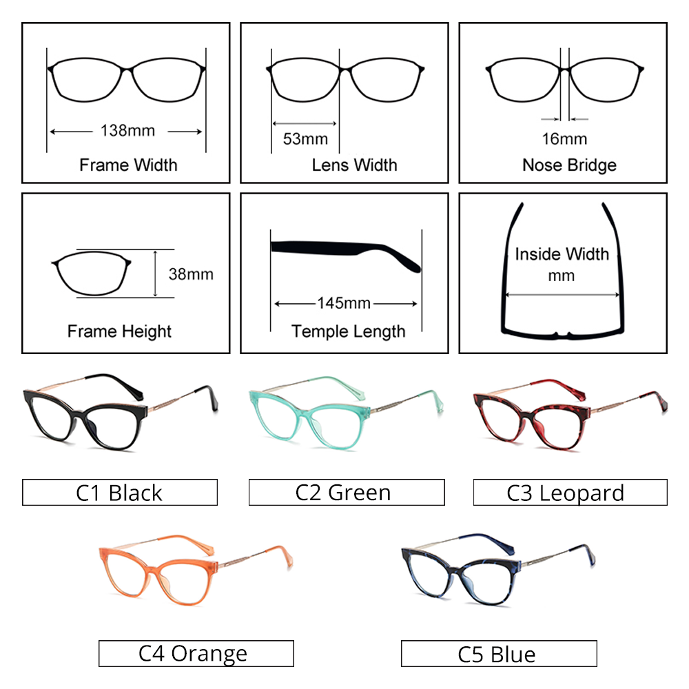 Ralferty Women's Full Rim Square Cat Eye Tr 90 Acetate Eyeglasses D836 Full Rim Ralferty
