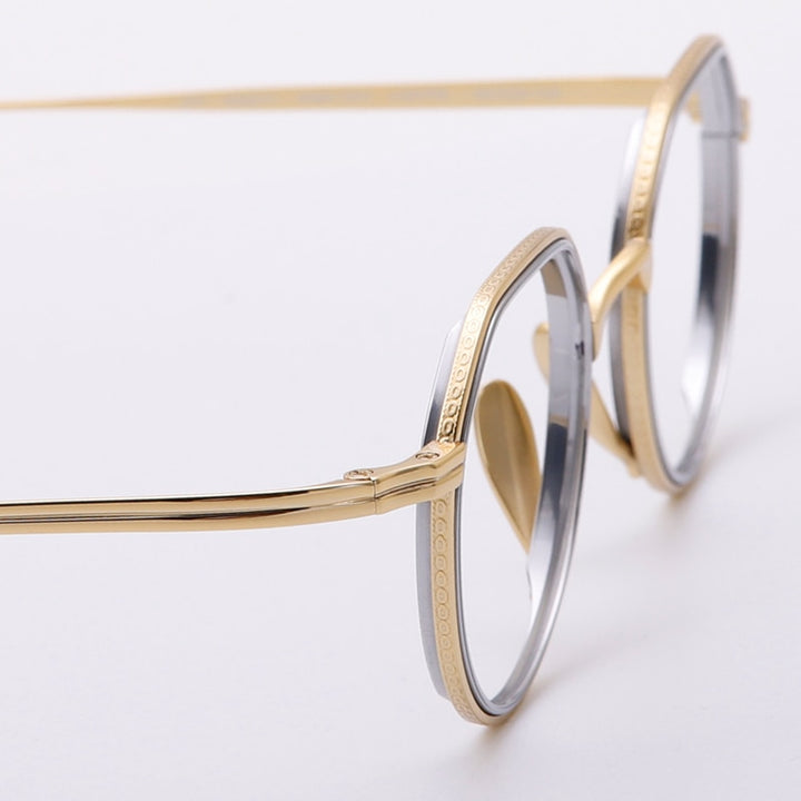 Muzz Unisex Full Rim Round Square Titanium Acetate Eyeglasses 1231 Full Rim Muzz