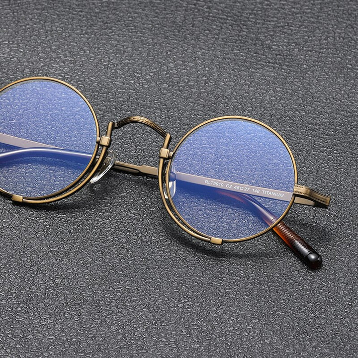 Gatenac Unisex Full Rim Round Titanium Eyeglasses Gxyj998 Full Rim Gatenac