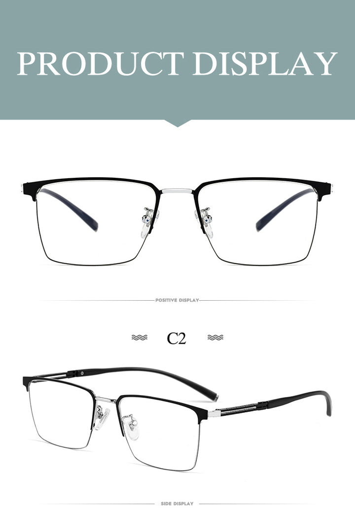 Hotochki Men's Full Rim Square Tr 90 Titanium Frame Eyeglasses T8610t Full Rim Hotochki