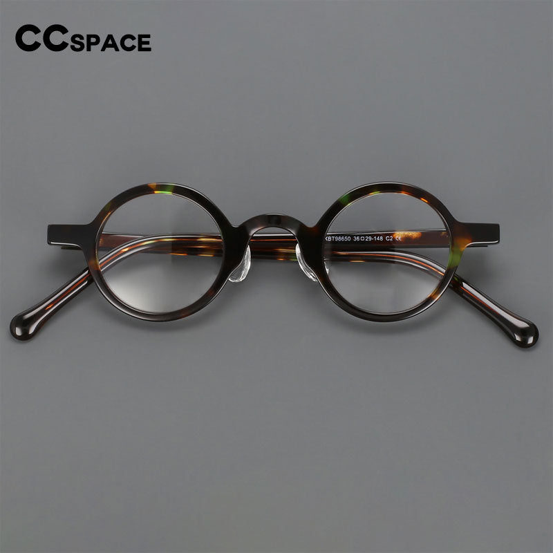 CCspace Unisex Full Rim Round Handcrafted Acetate Eyeglasses 55698 Full Rim CCspace