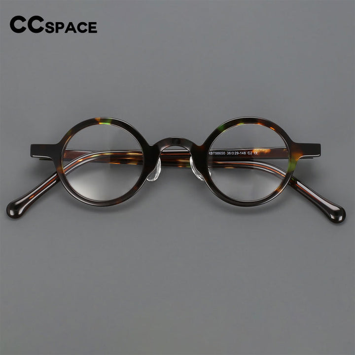 CCspace Unisex Full Rim Round Handcrafted Acetate Eyeglasses 55698 Full Rim CCspace