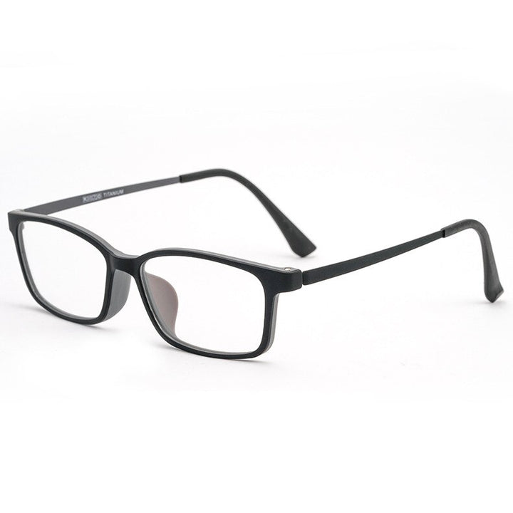 Yimaruili Unisex Full Rim Small Rectangle Square Tr 90 Titanium Eyeglasses 3085 Full Rim Yimaruili Eyeglasses Black Gray