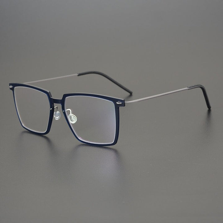 Gatenac Unisex Full Rim Square Acetate Titanium Eyeglasses Gxyj949 Full Rim Gatenac Blue