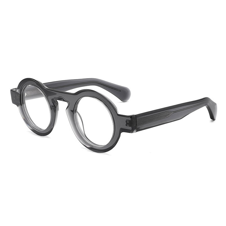 Gatenac Unisex Full Rim Round Handcrafted Acetate Frame Eyeglasses Gxyj771 Full Rim Gatenac Gray