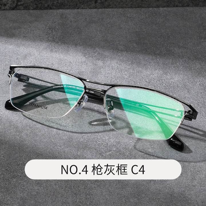 Reven Jate Men's Semi Rim Irregular Square Titanium Eyeglasses LA6153 Semi Rim Reven Jate C4