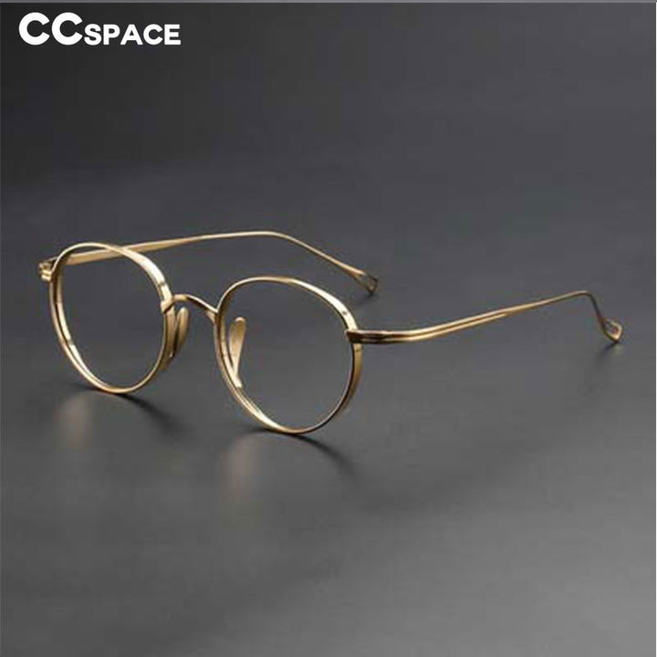 CCspace Unisex Full Rim Hand Crafted Round Titanium Frame Eyeglasses 54595 Full Rim CCspace