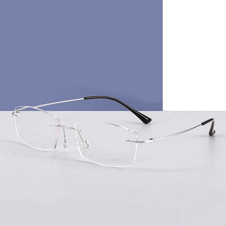 Zirosat Unisex Rimless Square Titanium Anti Blue Light Reading Glasses 8161 Reading Glasses Zirosat