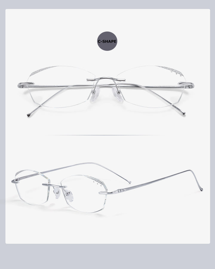 Chashma Unisex Rimless Diamond Cut Titanium Frame Custom Lens Eyeglasses 3306 Rimless Chashma   