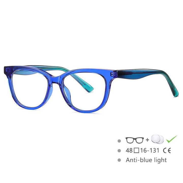 CCspace Youth's Unisex Full Rim Square Tr 90 Titanium Eyeglasses 54525 Full Rim CCspace China C6Blue