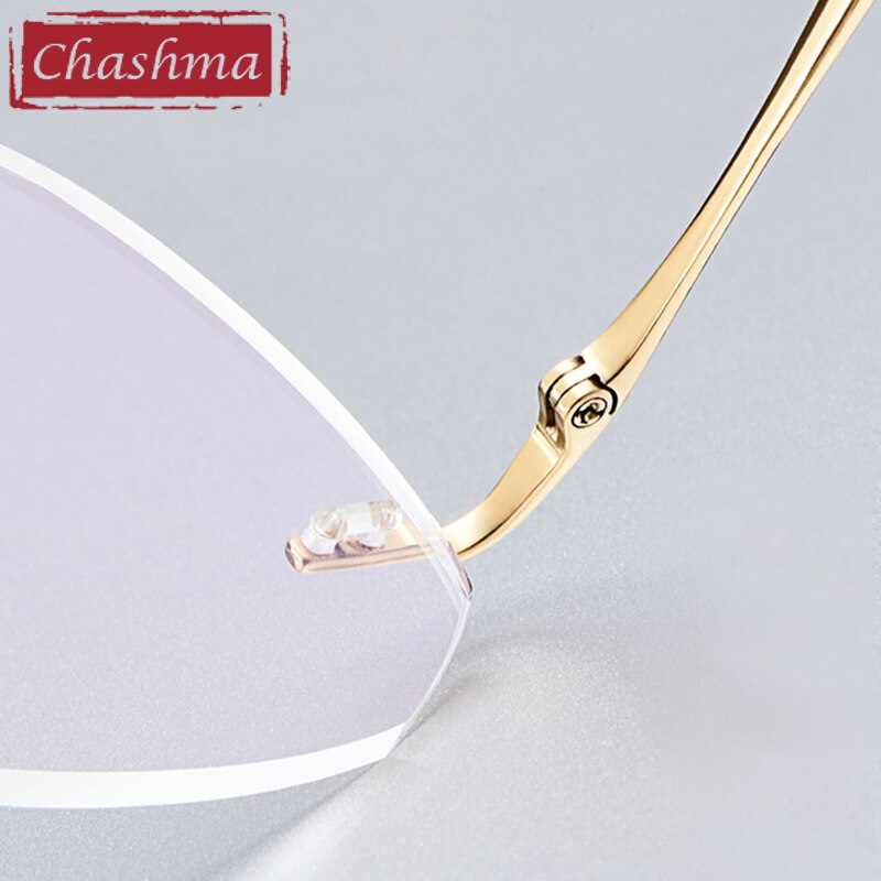 Chashma Women's Rimless Diamond Cut Titanium Round Frame Eyeglasses 3018 Rimless Chashma