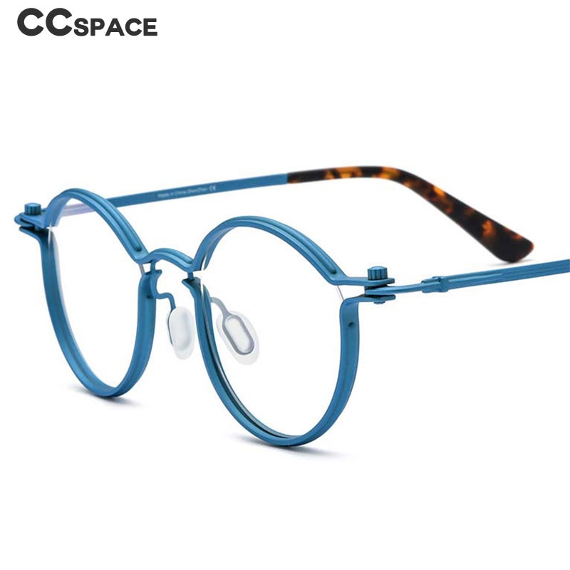 CCspace Unisex Full Rim Round Steampunk Titanium Eyeglasses 54721 Full Rim CCspace