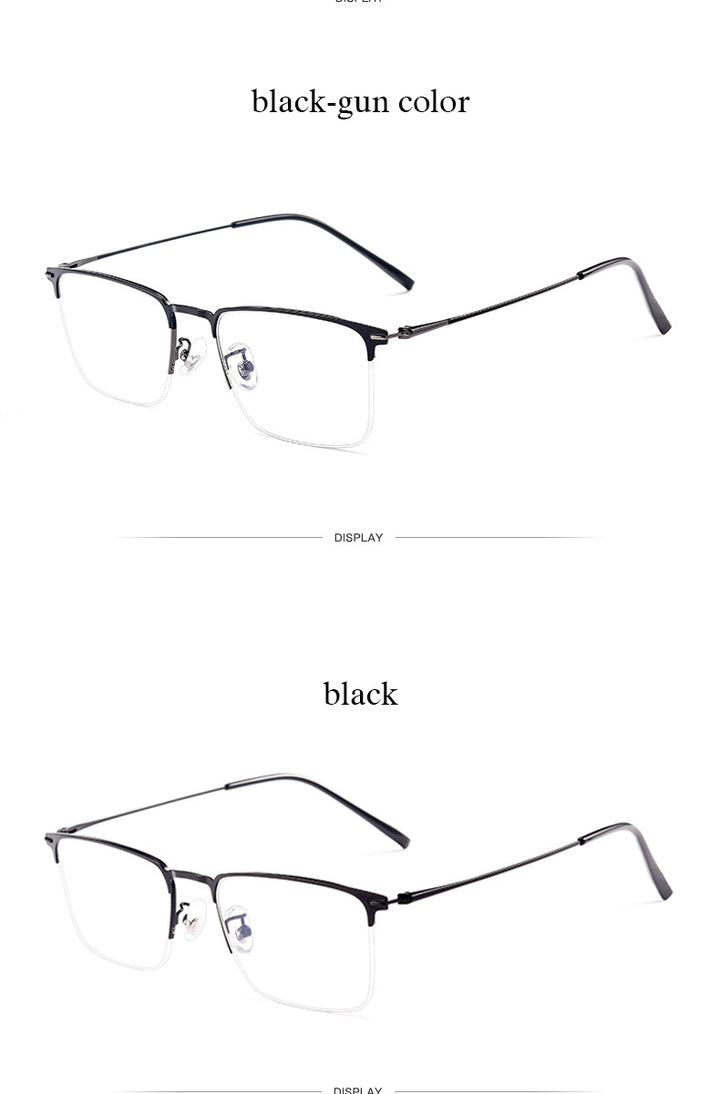 Hotochki Men's Full/Semi Rim SquareTitanium Frame Eyeglasses 0608-0606 Semi Rim Hotochki