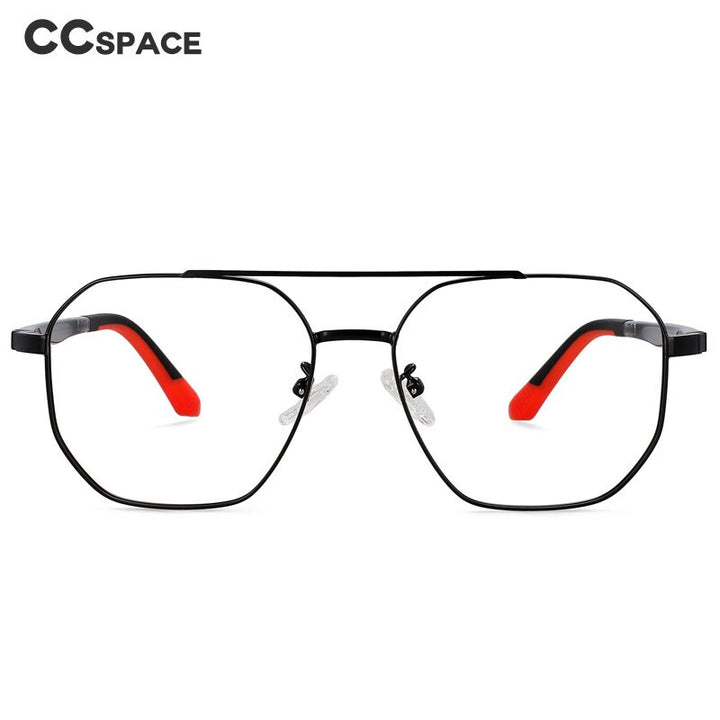 CCspace Unisex Full RIm Oval Double Bridge Alloy Eyeglasses 55604 Full Rim CCspace