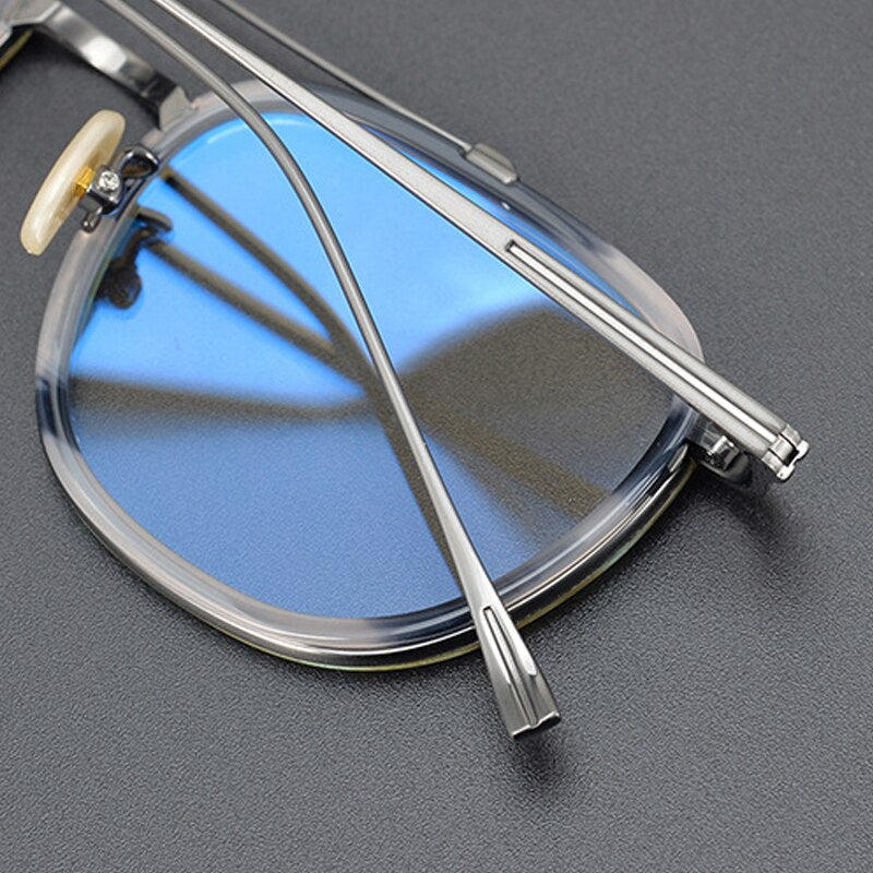 Gatenac Unisex Full Rim Square Titanium Acetate Double Bridge Frame Eyeglasses Gxyj809 Full Rim Gatenac