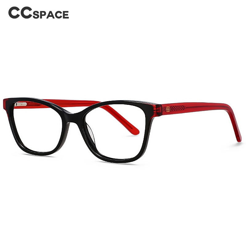 CCspace Unisex Full Rim Square Cat Eye Acetate Eyeglasses 55570 Full Rim CCspace