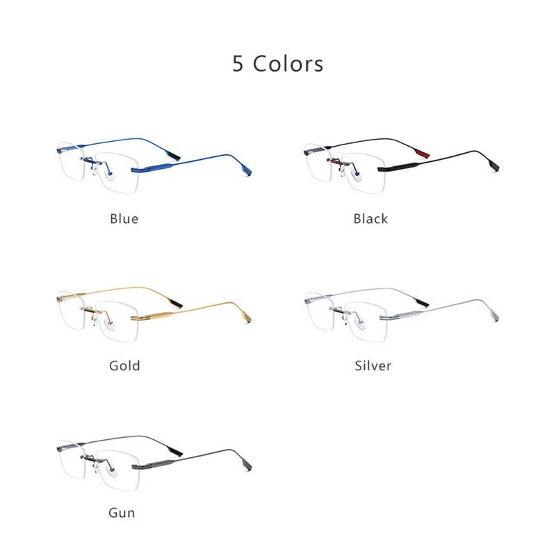 Hdcrafter Unisex Rimless Polygon Square Titanium Eyeglasses 10093 Rimless Hdcrafter Eyeglasses