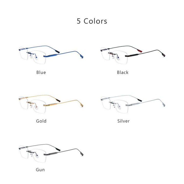 Hdcrafter Unisex Rimless Polygon Square Titanium Eyeglasses 10093 Rimless Hdcrafter Eyeglasses